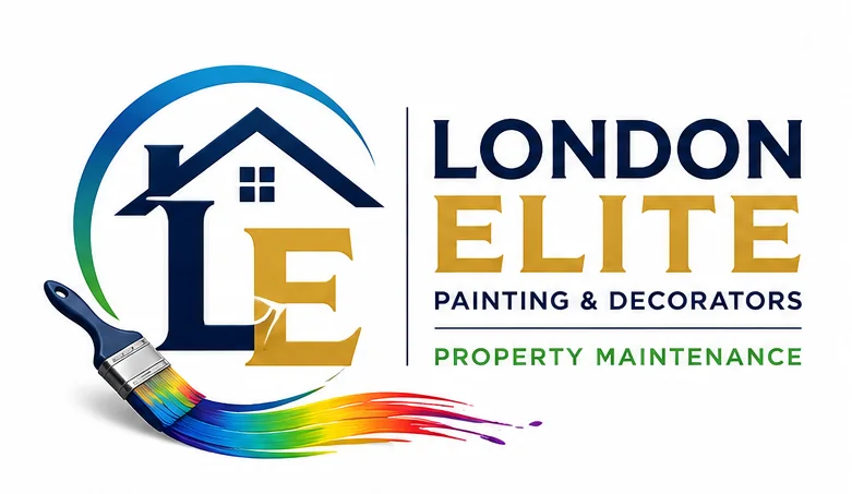 London Elite Painting & Decorators logo with London landmarks and painting tools